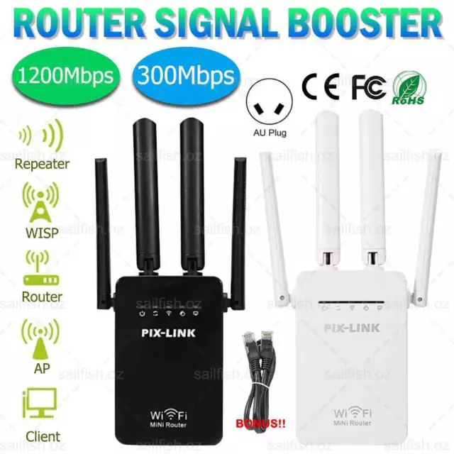 2024 WiFi Extender 5G Repeater 1200Mbps Wireless Amplifier Router Signal Booster