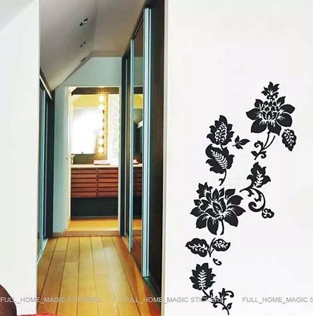 Large Vine Flower Wall Stickers Black Art Decals mural Wall Paper Decor Reusable