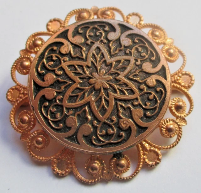 Broche Vintage éventail En émail Cloisonné Rose Et Vert - Couleur Or, Bijou Fantaisie Ancien