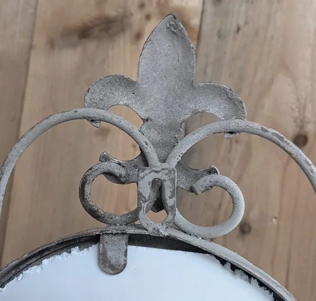 Miroir Mural Shabby Style Antique Ovale Cadre Lily Fleur De Lis Neuf 2