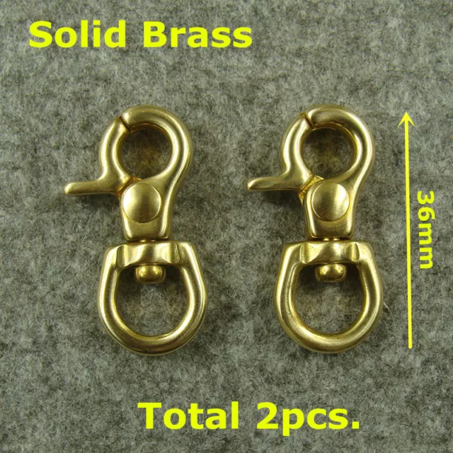2pcs Brass Spring Snap Hook Bag Hooks Clasps Swivel eye Carabiner Keychains