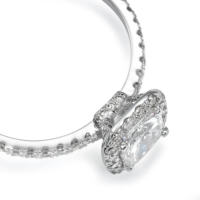 Solitaire 14K White Gold Cushion Cut Diamond Engagement Ring 1.75 CT H/SI2