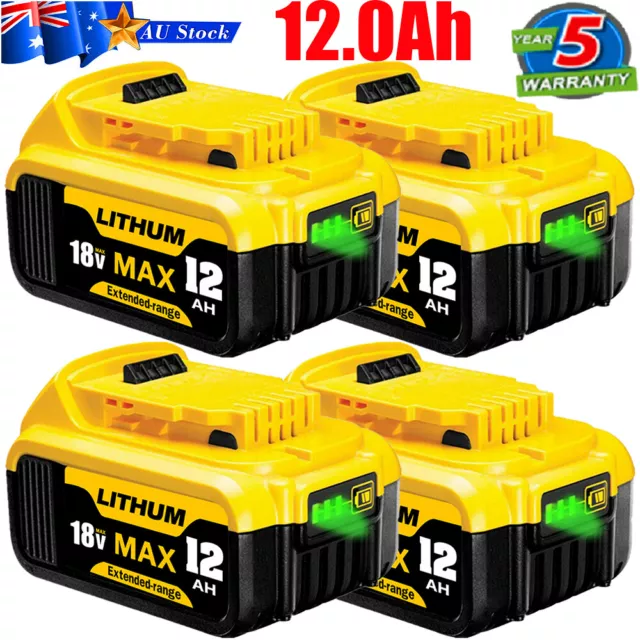 4X 12.0Ah For DEWALT 18V 9.0Ah DCB184 Li-Ion Slide Battery DCB182 DCB180 DCB200