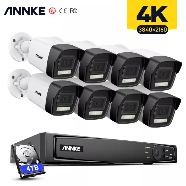 Cámara de Vigilancia Exterior ANNKE 8MP 4K POE con Audio Color Visión Nocturna 12MP NVR