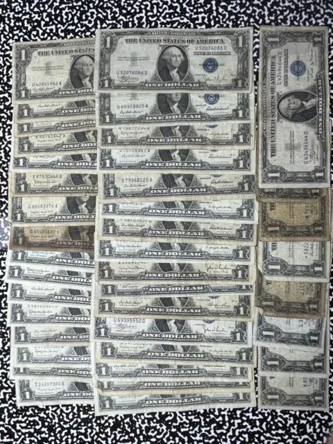 Lot Of 40x Assorted U.S. $1 Dollar Silver Certificates Lot#A3675