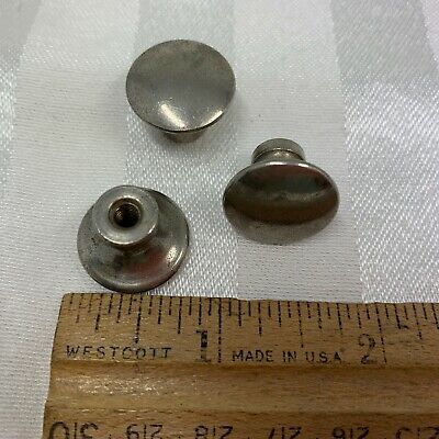 Lot of 3 matching drawer cabinet knobs chrome Antique Salvage pulls round .75"