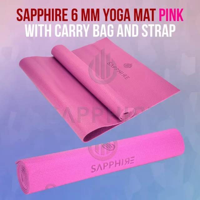 6mm Yoga Mat for Gym Exercise Pilates Gymnastic Carry Strap Non Slip - Pink