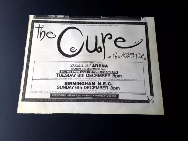 THE CURE The Kissing Tour ADVERT (1987) Rare Half Page Press Advert from NME