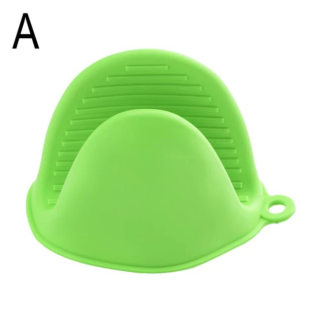 Green Silicone Pot Holders Mini Oven Mitt Kitchen Heat Resistant Fingers Grips