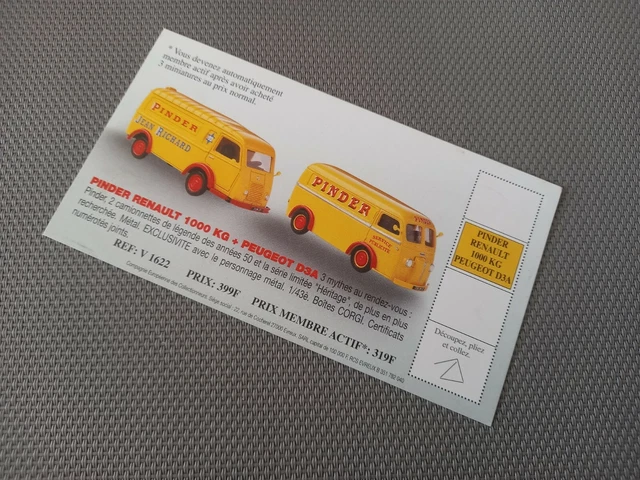 Fiche De La C.E.C – Pinder Renault 1000kg + Peugeot D3A Très Bon Etat.