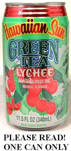 Hawaiian Sun Natural Green Tea Lychee w/ Ginseng 2012 Taste of Hawaii 11½oz Can