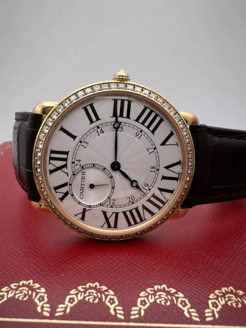 Cartier Ronde Louis XL 42 mm lunetta diamante oro rosa 18K WR007001 scatola