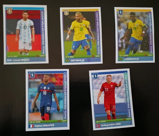 Messi,  Mbappe, Neymar, Haaland and Vini Jr. Panini ROAD TO QATAR  stickers