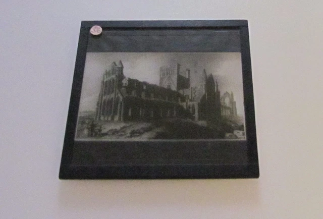 Glas magische Laterne Rutsche WHITBY ABBEY C1890 ZEICHNUNG ENGLAND 2