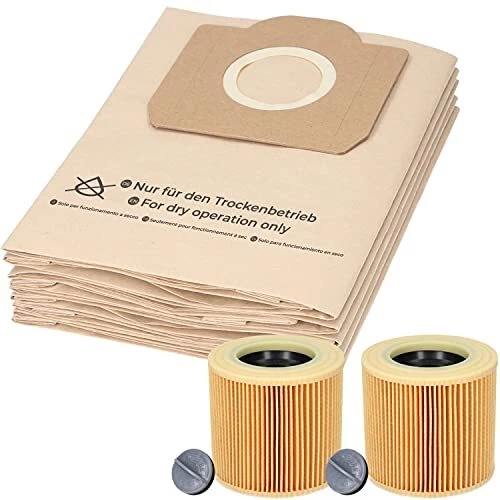 Lot de 20 sacs d'aspirateur + 2 filtres pour Karcher A2604, A2204, A2254, A2200,