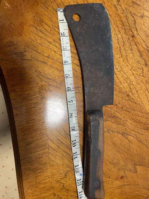 Vintage BRIDDELL 14” Meat Cleaver Butcher Knife USA Steel Heavy Splitter
