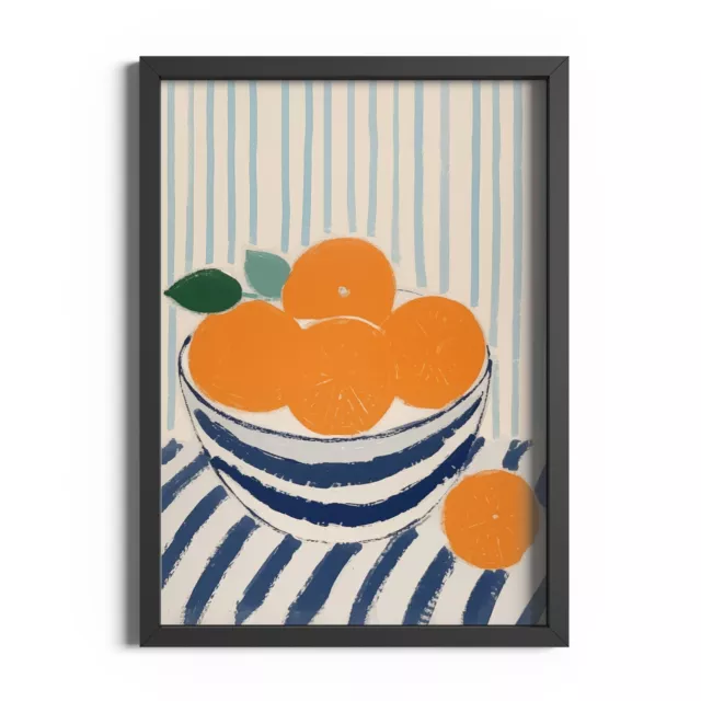 Bowl Of Oranges Print Kitchen Wall Art Vintage Italian Colourful Fruit Poster