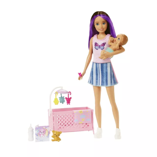 Barbie-Puppen und Zubehörteile, Skipper Babysitter-Spielset mit Gitterbett