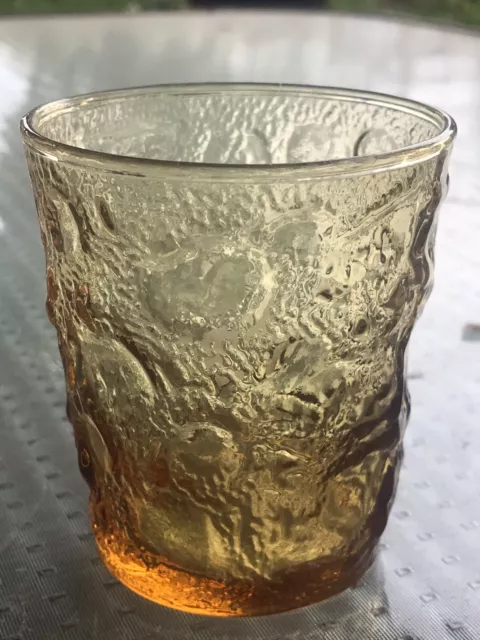 Vtg LIDO Milano Bumpy/Crinkle Juice Glass Honey Gold Amber Anchor Hocking  Set 4