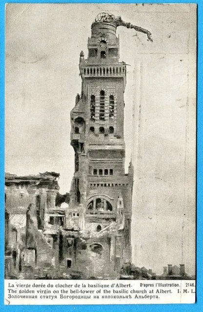 CPA: The Golden Virgin of the Bell Tower of the Basilica of Albert / 1915