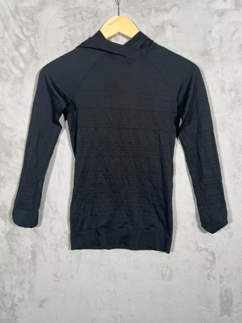 Lululemon Rest Less Hoodie Womens Size 4 Black Diamond Texture Seamless Pullover