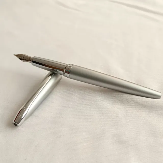 Cross ATX Matte Chrome Fountain Pen Polished chrome Appointments & Steel Nib 3
