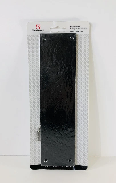 Antigua placa de empuje para dedos de hierro negro Sandleford - nueva y sellada