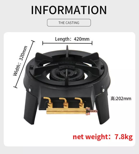 Gas Burner Ring Cast Iron Large Boiling Ring Triple LPG Cooker Outdoor Wok Stove 2