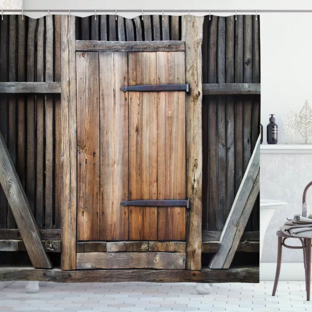 Rustic Antique Wooden Door Exterior Facades Rural Barn Weathered Shower Curtain