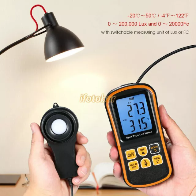 LCD Luxmeter Digital Light Meter Measurement Tester Split Type Illuminometer New