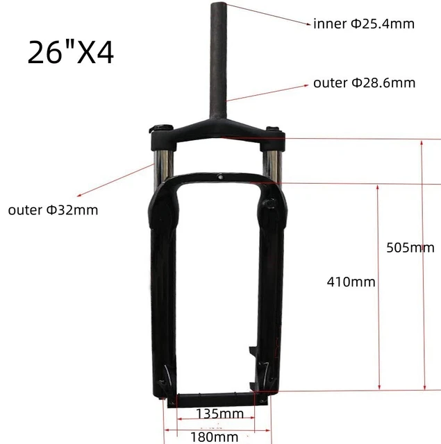 26 INCH BIKE Suspension 4.0" Fat tire Fork, Rebound Adjust Beach Snow