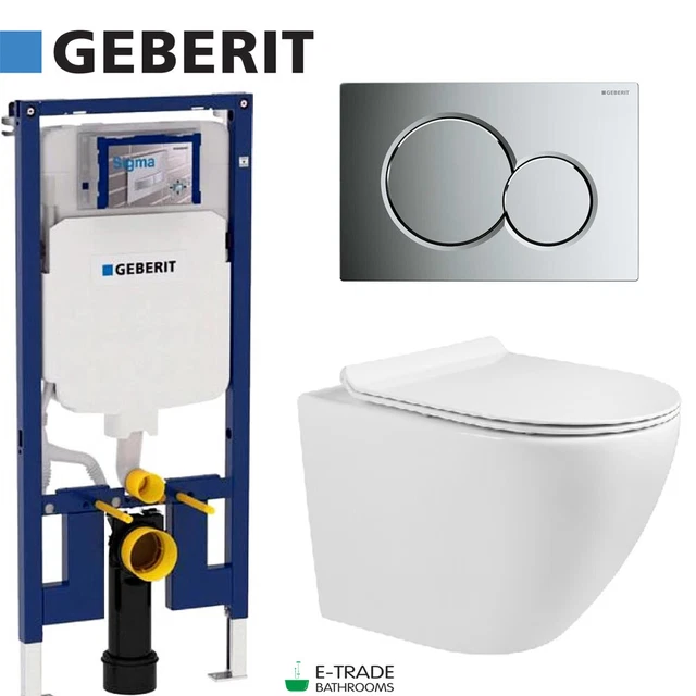 GEBERIT UP720 8CM WC wall hung toilet frame + plate +rimless WC +soft