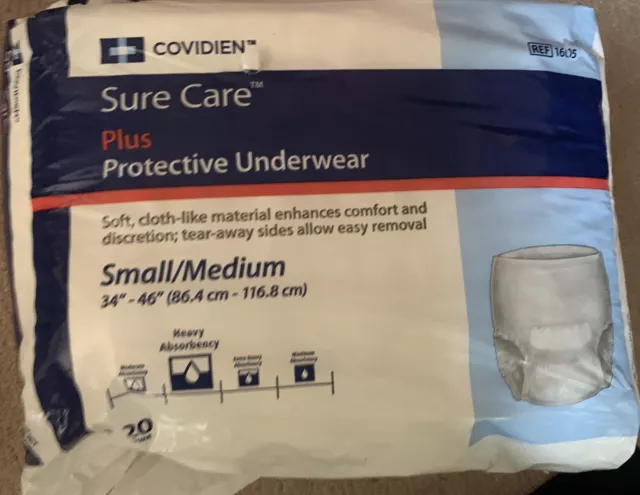 Covidien Sure Care Plus Protective Underwear Size: S/M (20 per pack) (4  packs)