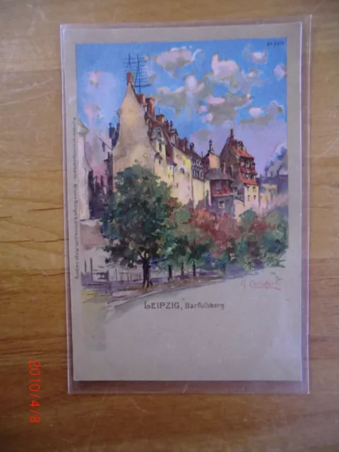 Künstler-AK Raffaele Carloforti: Leipzig, Straßenpartie am Barfußberg  ca 1900