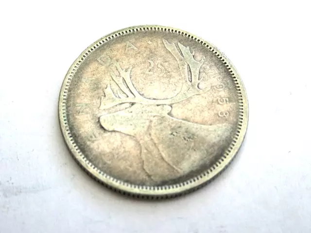 Canada 1953 Km#52 'Small Date' Variety 25 Cents 80% Silver Fine  1050837/838