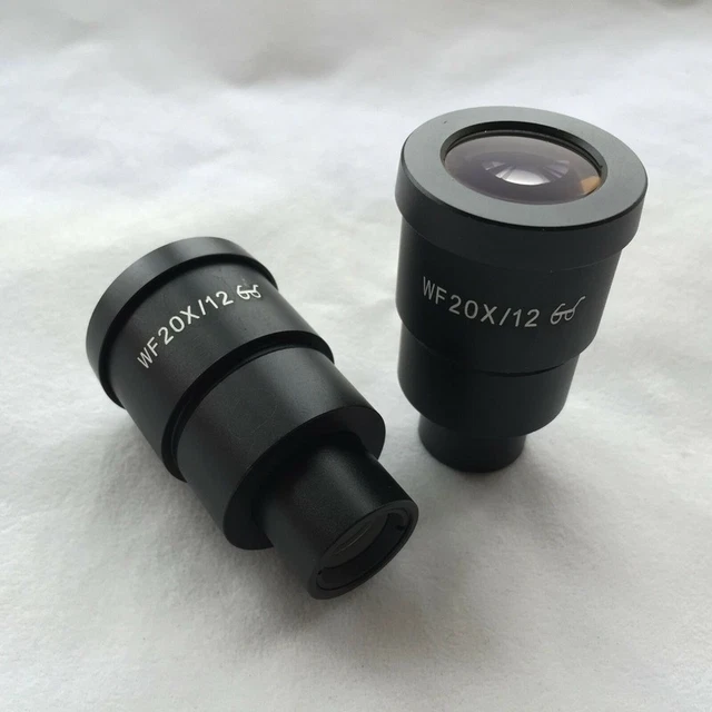 2 pcs WF20X /12mm High Eye-point Eyepiece Lens for Compound Microscope 30mm