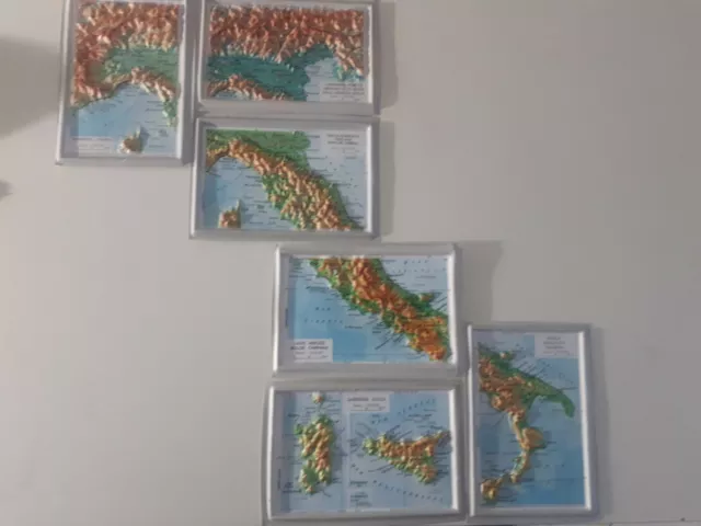 cartine geografiche in plastica a rilievo delle regioni d'Italia serie completa
