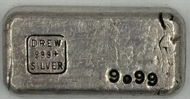 Drew Refining Co. Vintage Poured Kit Kat Bar 9.99 Troy Oz 999 Silver