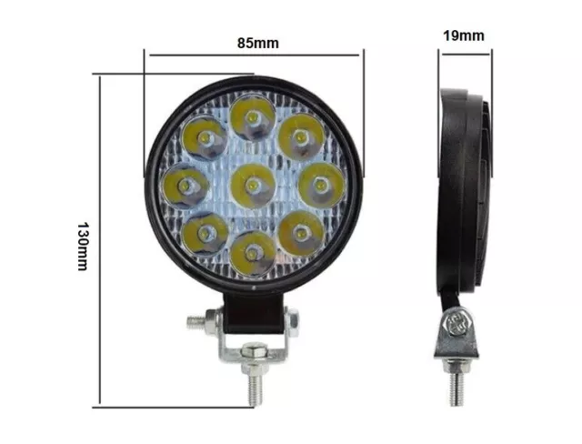 4x 27W LED Arbeitsscheinwerfer Rund 12V - 24V Boot Lkw SUV Traktor Offroad Route 2