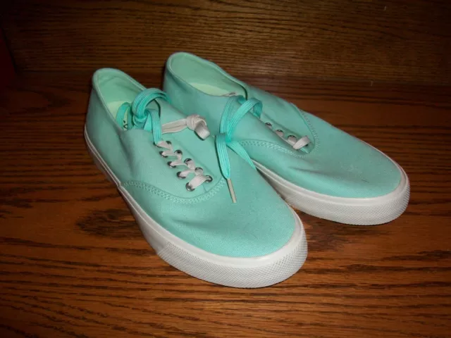 Sperry Top Sider Womens Captains CVO Canvas Lace Up Sneakers Mint Green 8M--NEW