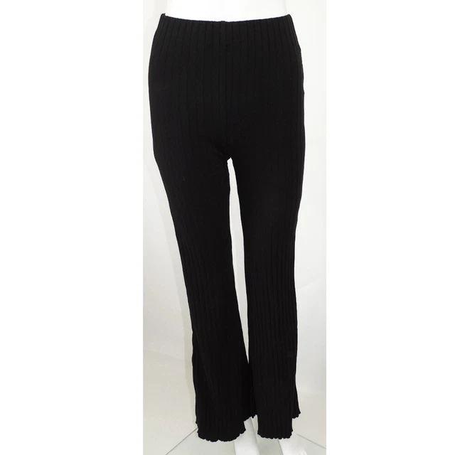 women’s Bershka wide legged ribbed trousers - SIZE SMALL - BLACK - NEW