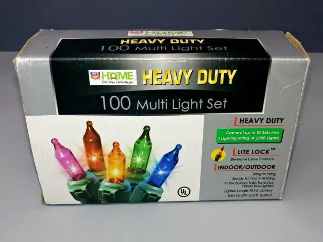 Juego de luces de cuerda multicolor Home for the Holidays Heavy Duty 100 20,5 pies de largo