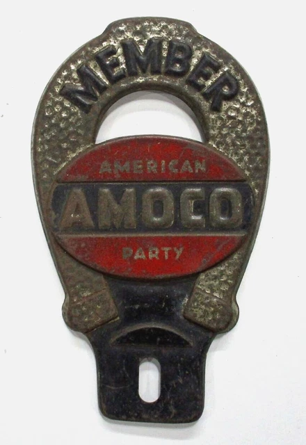1940s 50s Vintage Amoco Oil Gas Station Advertising License Plate Topper 1940s 50s Vintage Amoco Oil Gas Station Advertising License Plate Topper