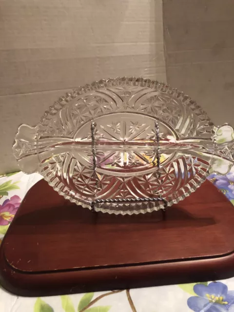 Antique American Brilliant Cut Clear Glass  Relish Dish/Bowl Divided