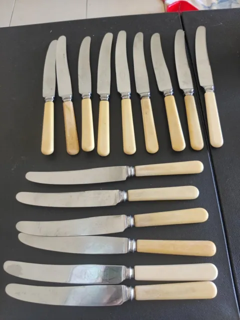 Vintage  Faux Bone Handled  15x  Knives mixed brands
