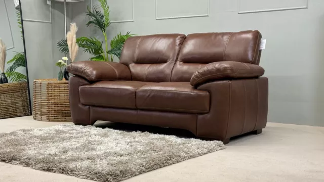 Arlington 2 Seater Tan Brown Leather Sofa - Oak Furnitureland