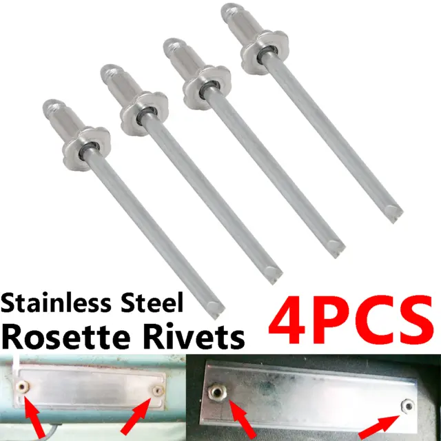 4pcs Stainless Steel Rosette Rivets VIN Door Tags For Chrysler GM Ford AMC Cars