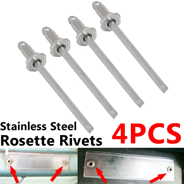 4pcs Stainless Steel Rosette Rivets VIN Door Tags For Chrysler GM Ford AMC Cars 4pcs Stainless Steel Rosette Rivets VIN Door Tags For Chrysler GM Ford AMC Cars