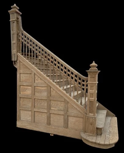 Wooden Staircase, Antique Staircase and Railing, Newel Post Victorian Stair Case