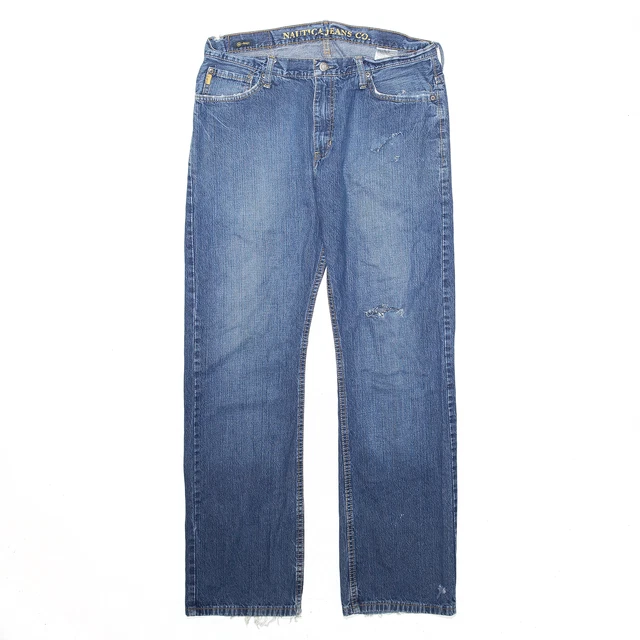 Jeans NAUTICA da uomo blu denim regolari effetto invecchiato W34 L32